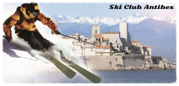 Visuel Skieur sur fond Antibes, Ski Club Antibes
